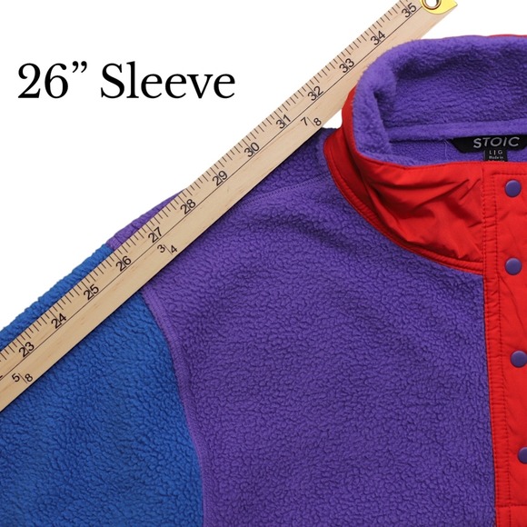 Stoic Color block Snap Neck Fleece Pullover Jacket Mens L STM051 - Picture 10 of 14